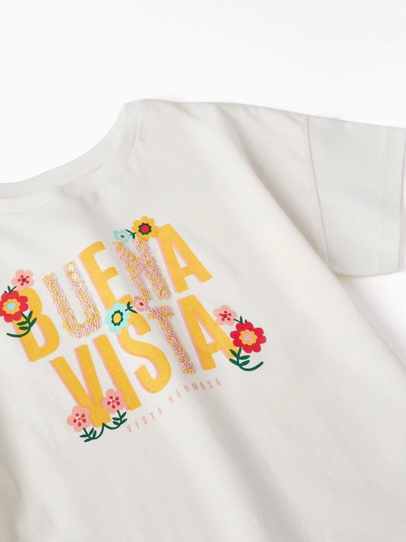 T Shirt + Short pour Fille 'Buena Vista'   Ecru
