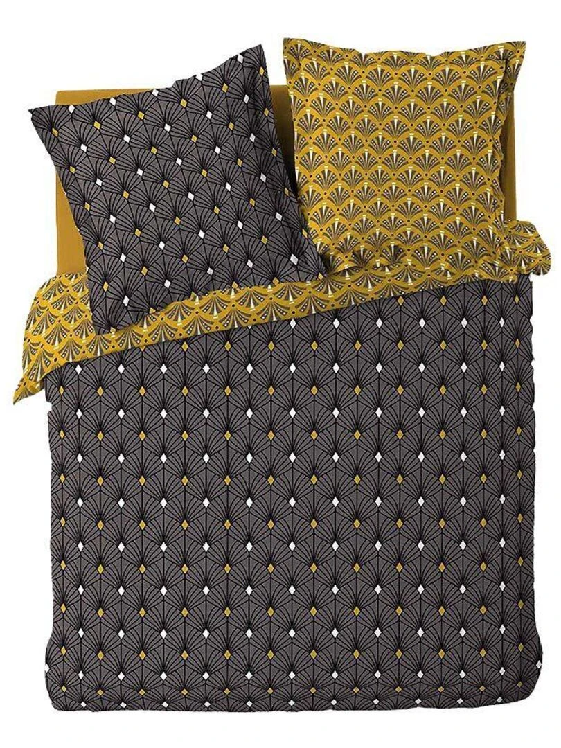 Housse de couette + 2 taies d'oreiller Meloe Gris