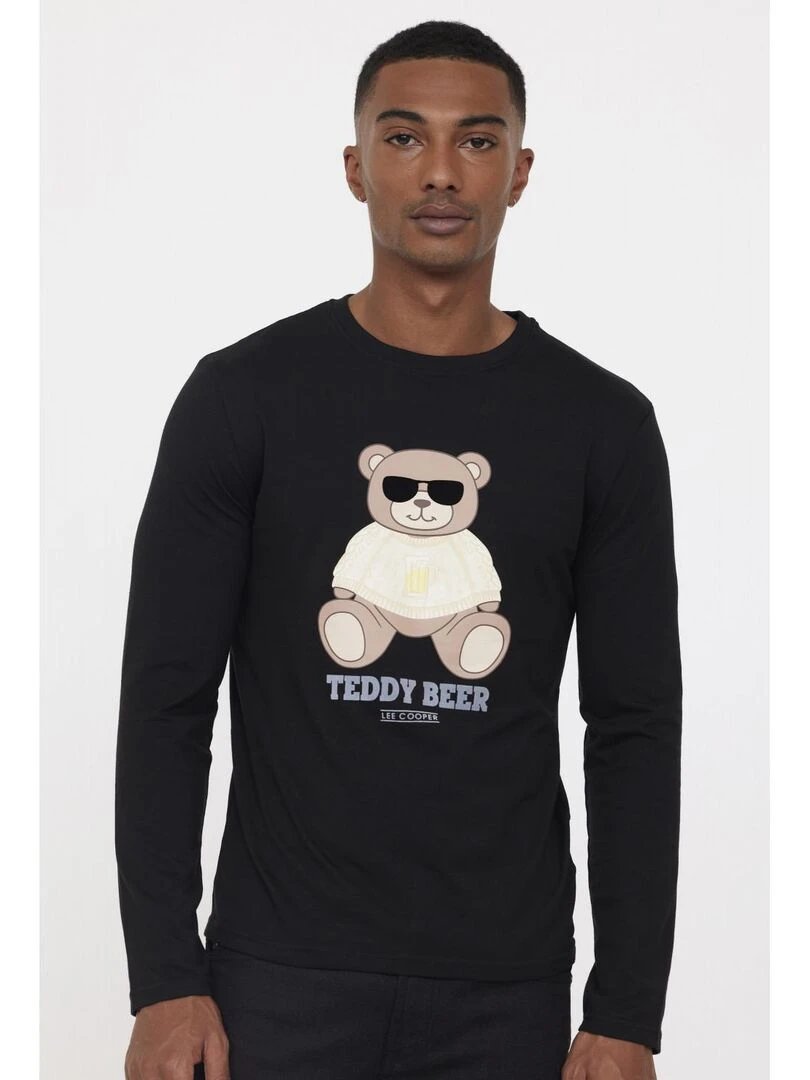 Lee Cooper   T Shirt manches longues coton regular ABEAR   Noir