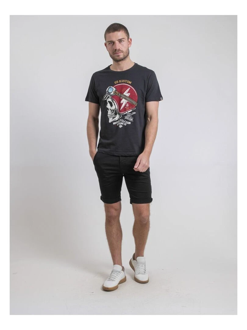 T shirt col rond pur coton NAPAMOX   gris anthracite