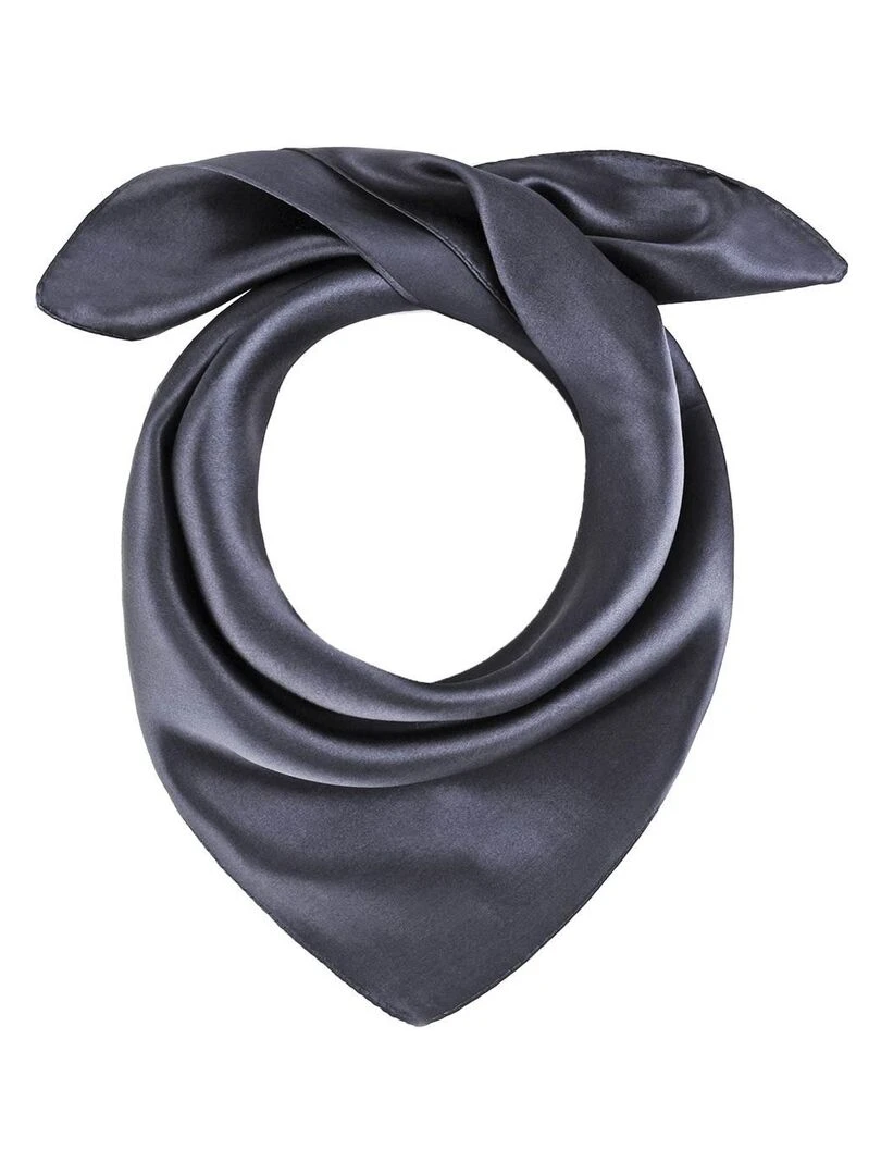 Carré de soie Piccolo uni gris anthracite
