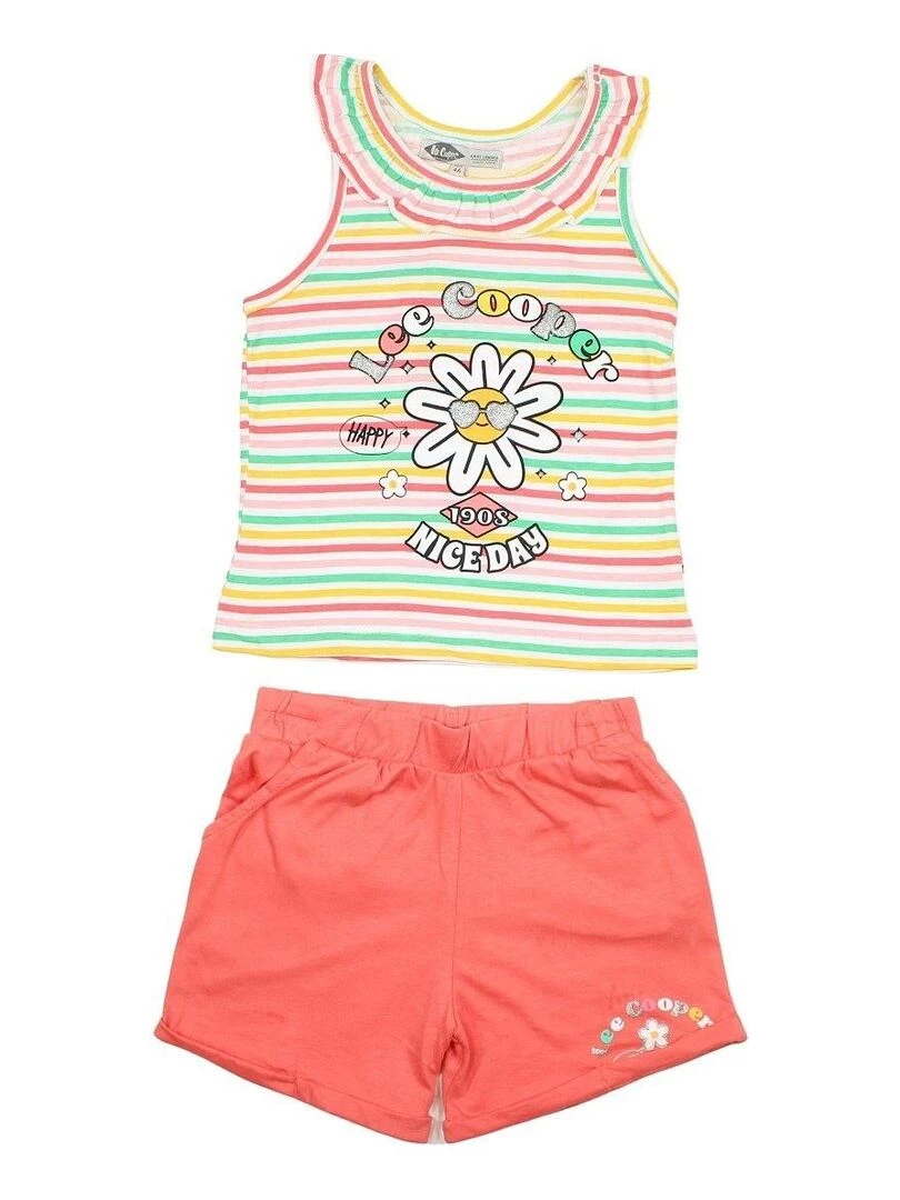 Lee Cooper Ensemble T shirt short fille Imprimé Lee Cooper Orange