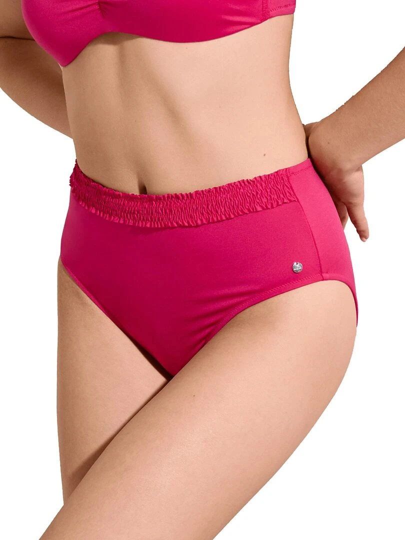 Bas maillot slip de bain échancré taille haute Las Vegas Rose fushia