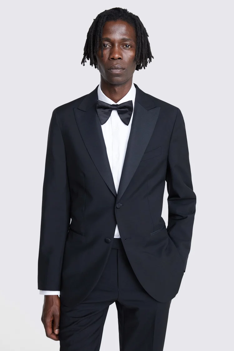 Italian Tailored Fit Black Peak Lapel Tuxedo Jacket Buy Online at Moss