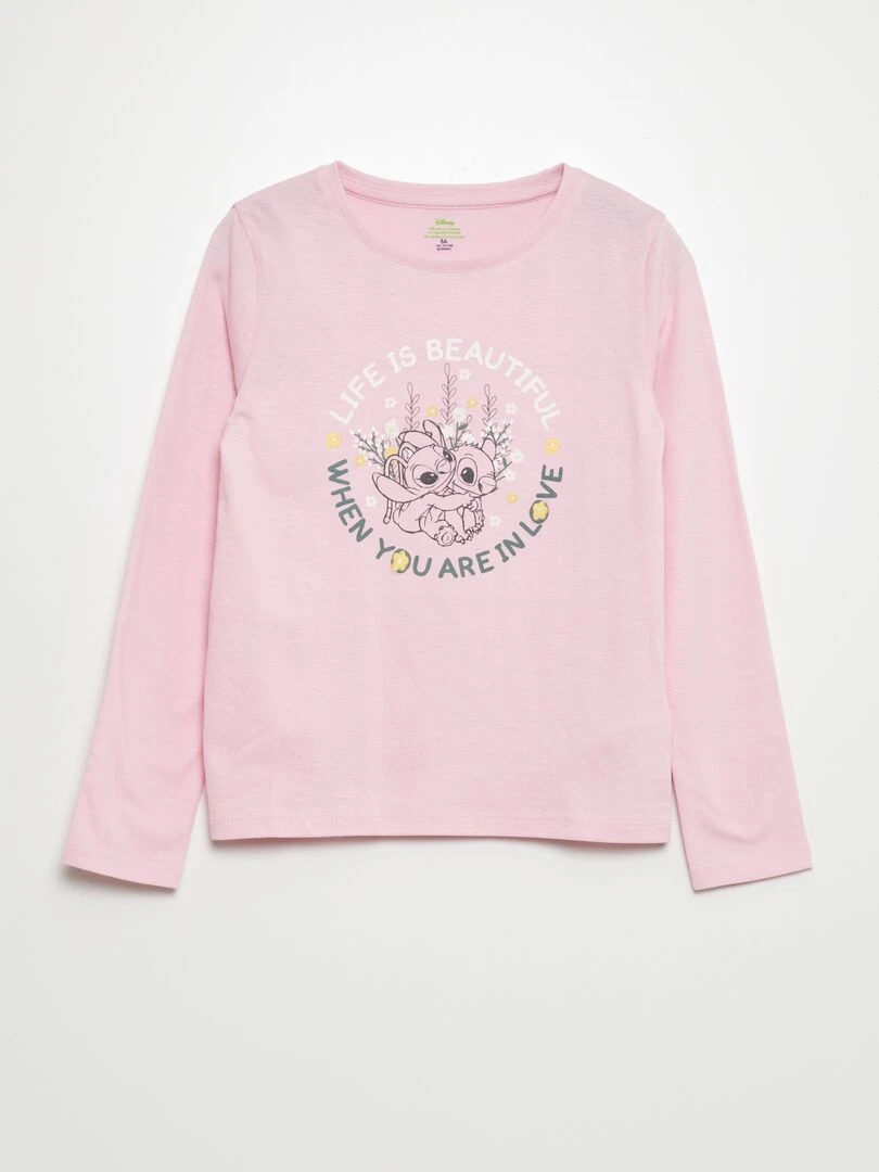 T shirt manches longues 'Stitch' 'Disney' Rose