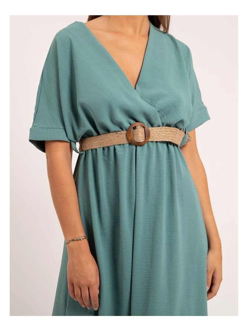 Robe longue et ceinture ICALEST   Kaki