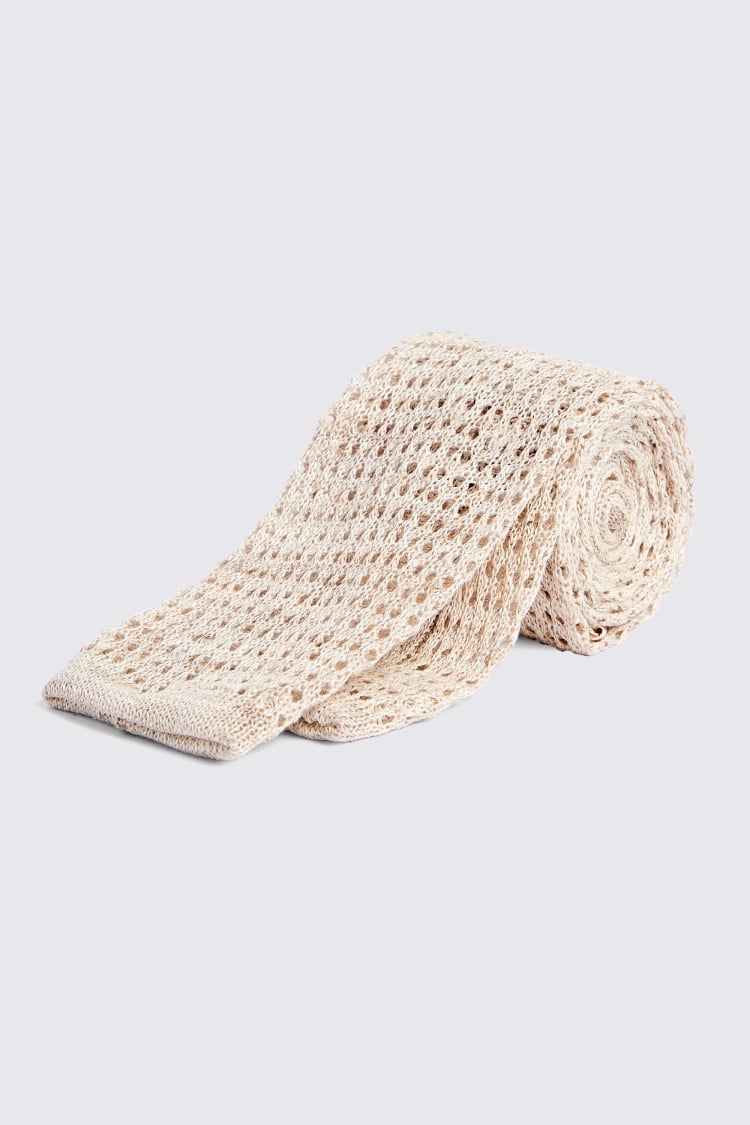 Latte Linen Open Knit Tie Buy Online at Moss