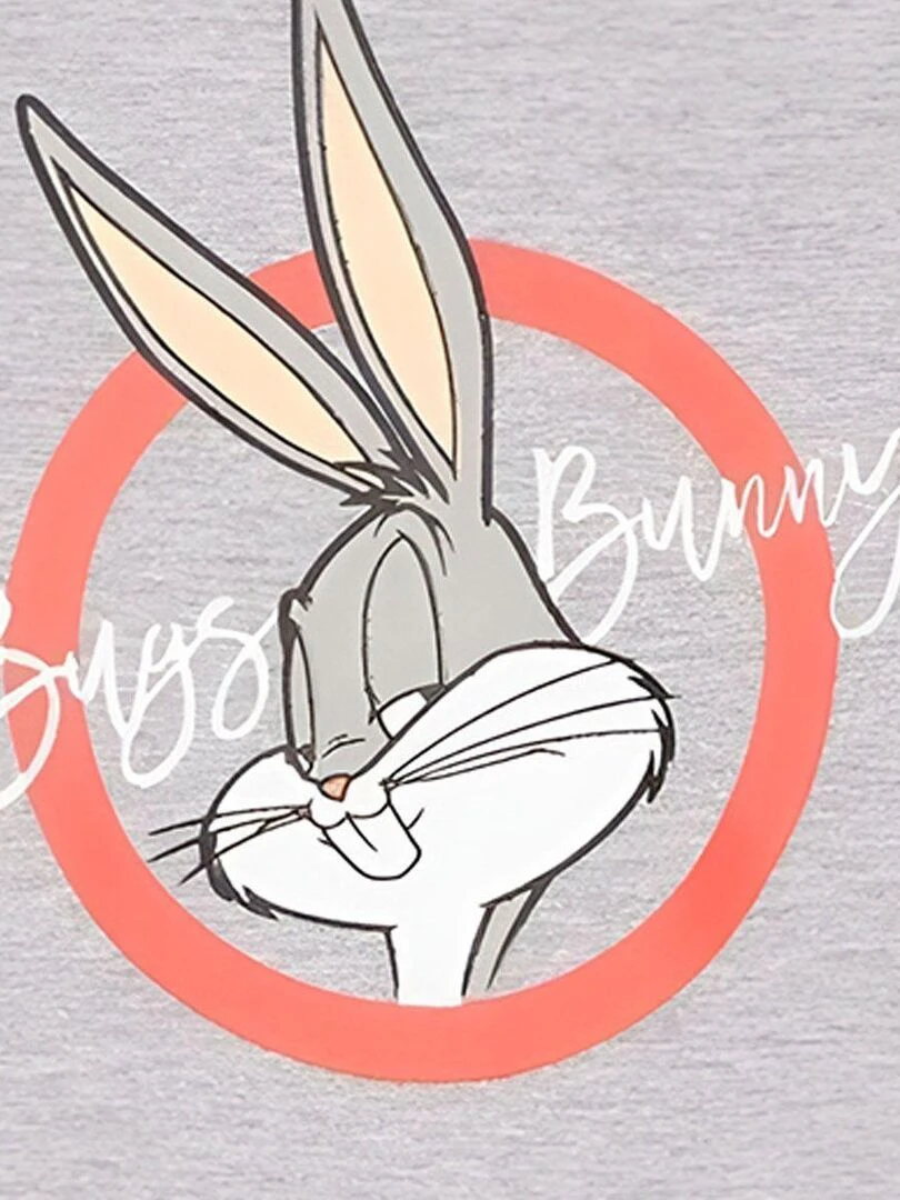 Looney Tunes   T shirt garçon imprimé Bugs Bunny en coton   Gris