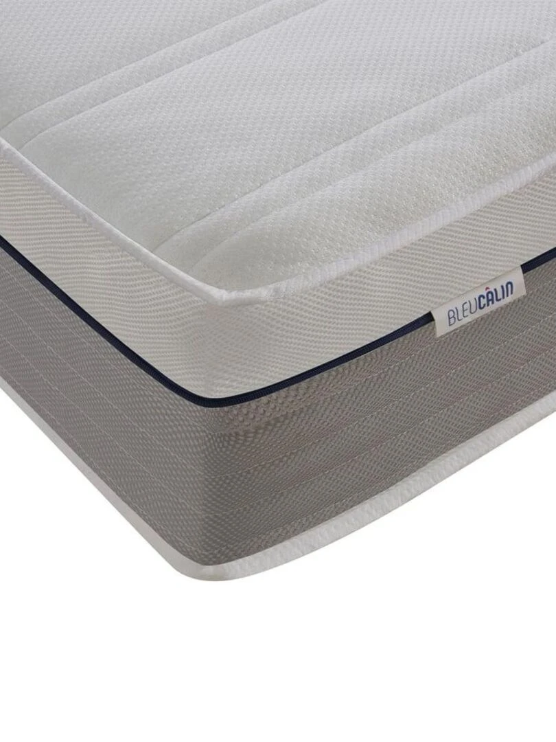Bleu Câlin   Matelas mousse viscoélastique confort ferme   épaisseur 25cm Confortable Premium   Blanc Gris Bleu