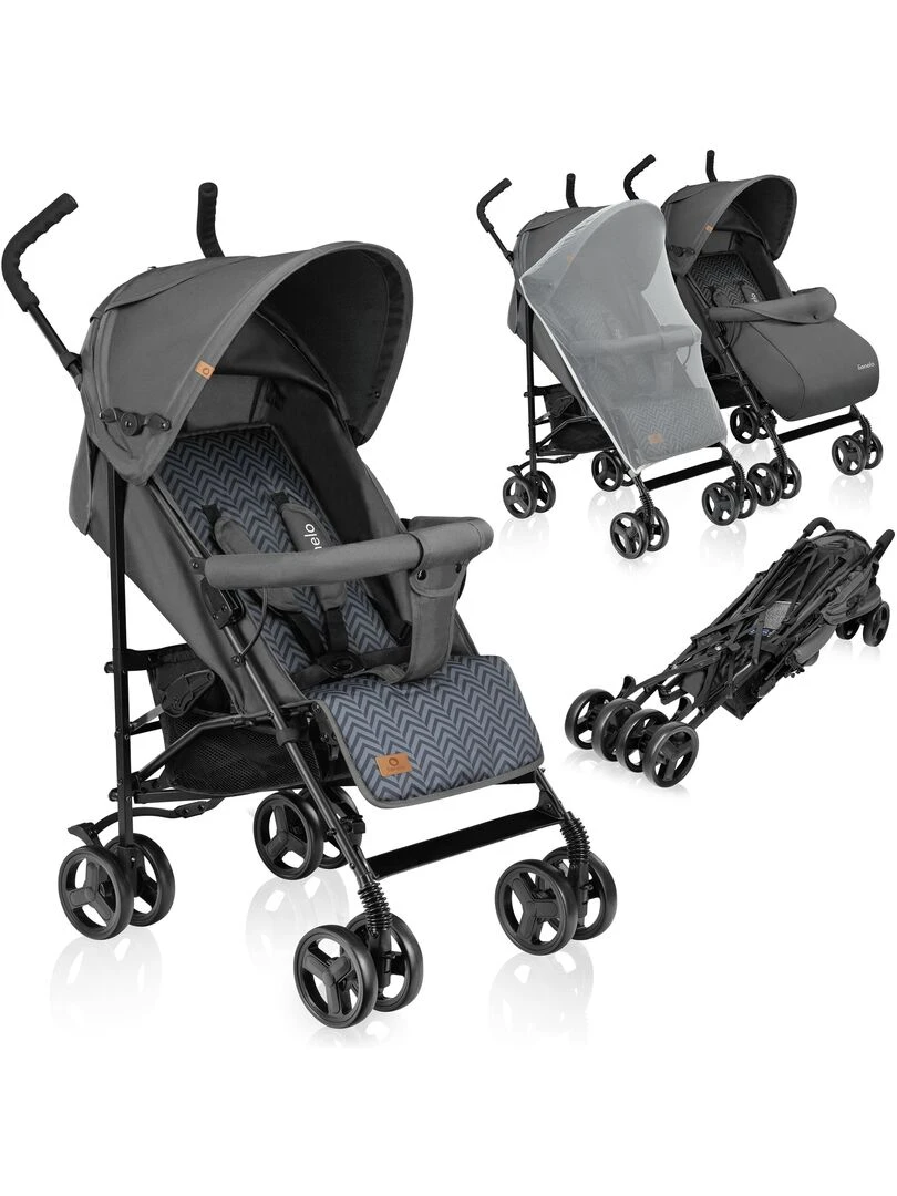 LIONELO Elia Poussette bébé canne compacte De 6 à 36 mois Accessoires inclus Graphite Gris Noir