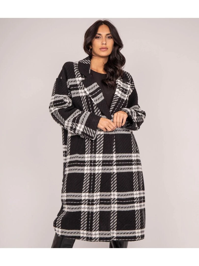 Manteau carreaux URENO Noir