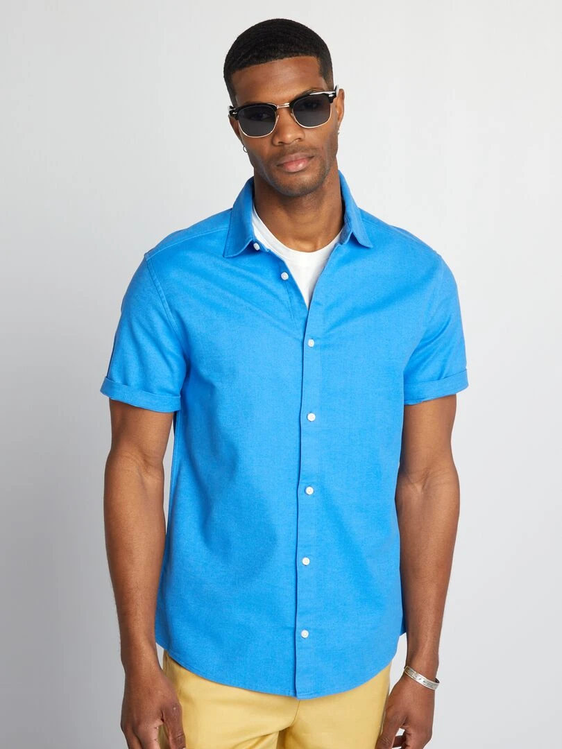 Chemise épaisse à manches courtes   Bleu