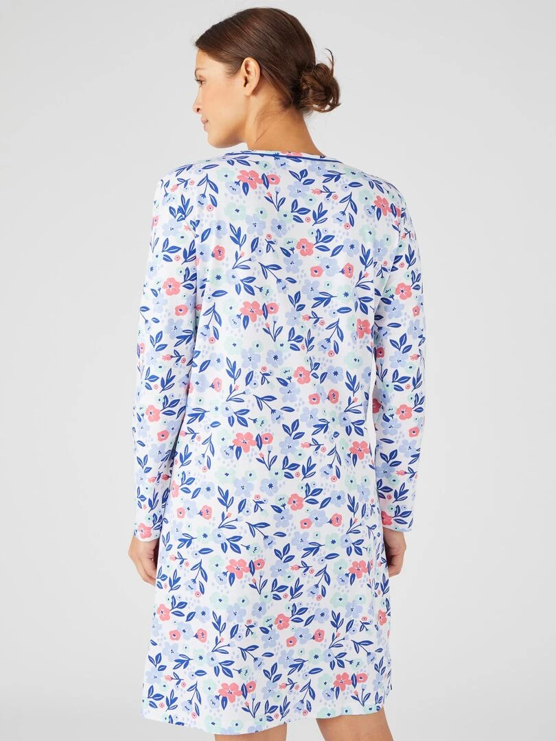 Chemise de nuit manches longues pur coton peigné    Damart   Vert