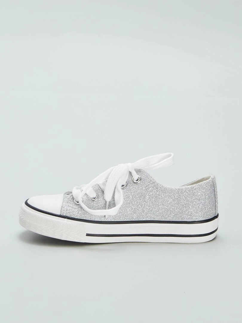 Baskets basses en toile pailletées   Gris