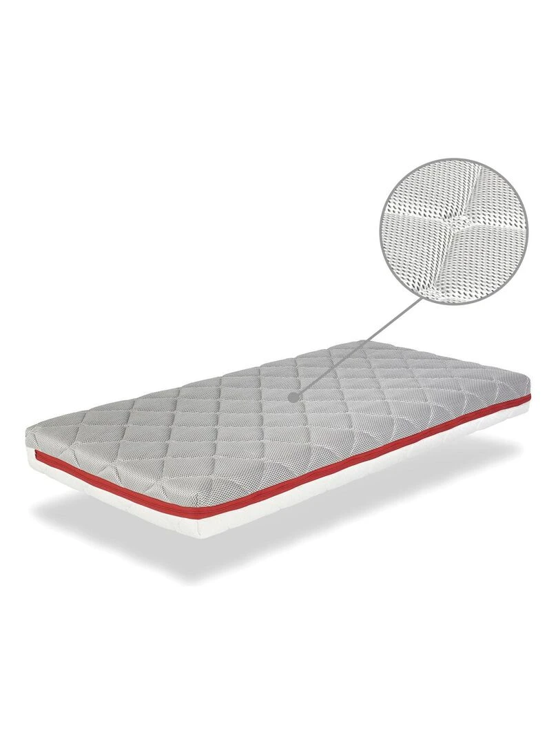 Matelas bebe  DUO BABY épaisseur 11 CM Déhoussable  mémoire de forme   Blanc Rouge