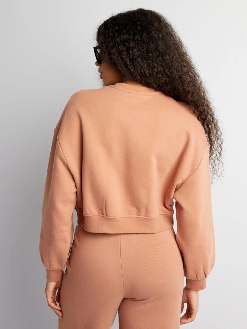 Sweat à détail col rond   Marron