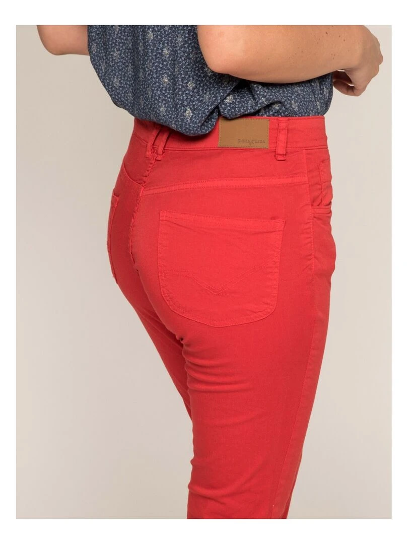 Pantacourt slim en coton stretch XETRA   Rouge
