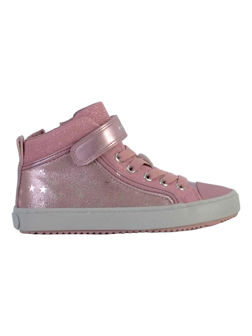 Basket Montante Cuir Enfant Geox J Kalispera Rose