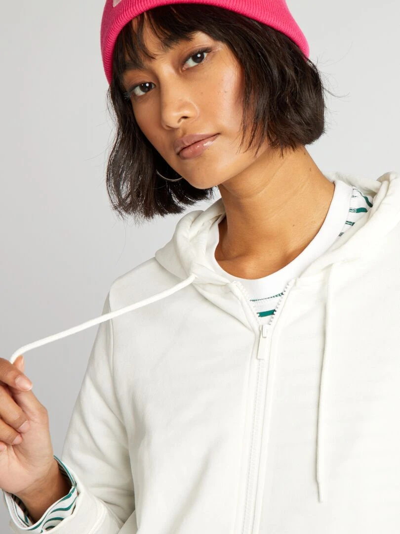 Sweat zippé à capuche   Blanc