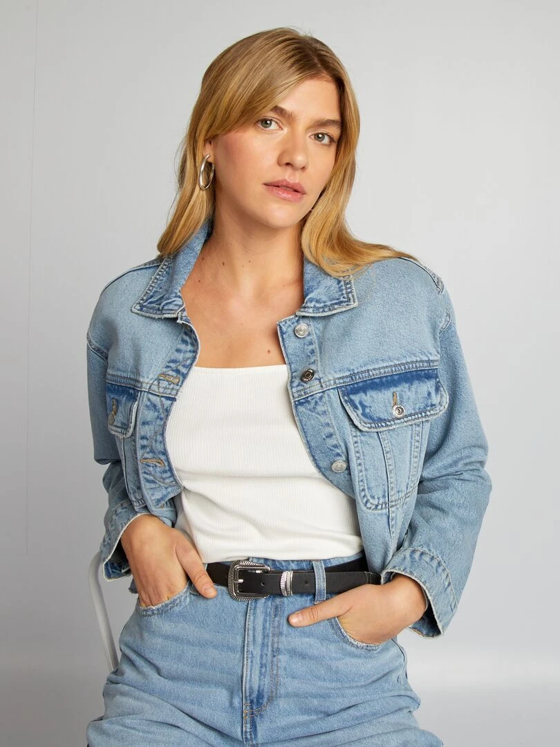 Veste courte en jean Triple stone