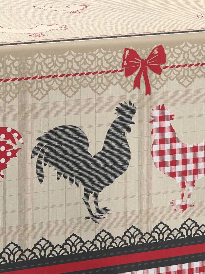 Nappe Anti taches Coq Carrée 150 x 150 cm Rouge