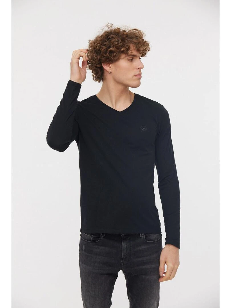 Lee Cooper T Shirt manches longues coton regular AJESSY Noir