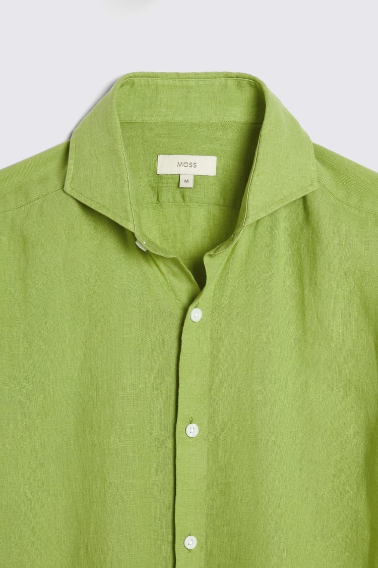 Tailored Fit Acid Green Linen Shirt   Buy Online at Moss