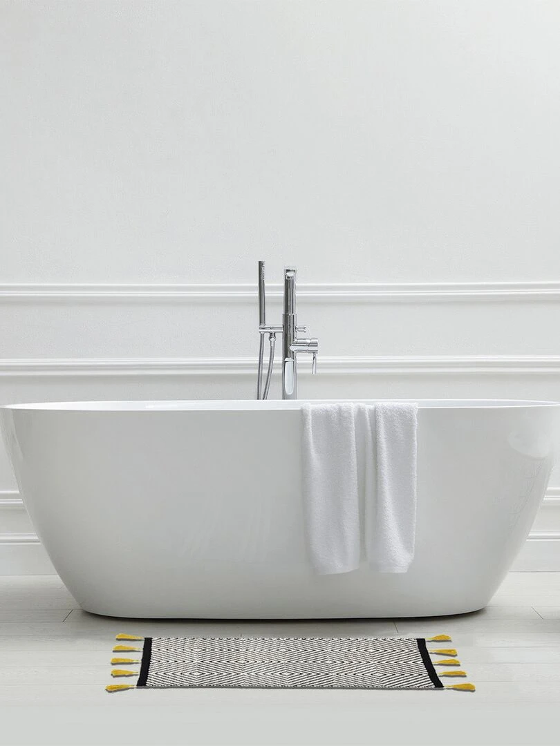 Guy Levasseur Tapis de bain en coton fantaisie noir à pompons Noir