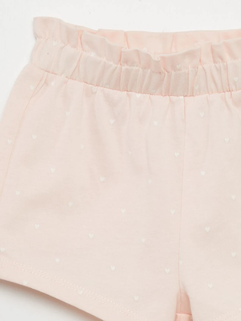 Ensemble t shirt + short imprimé   2 pièces   Rose cœur