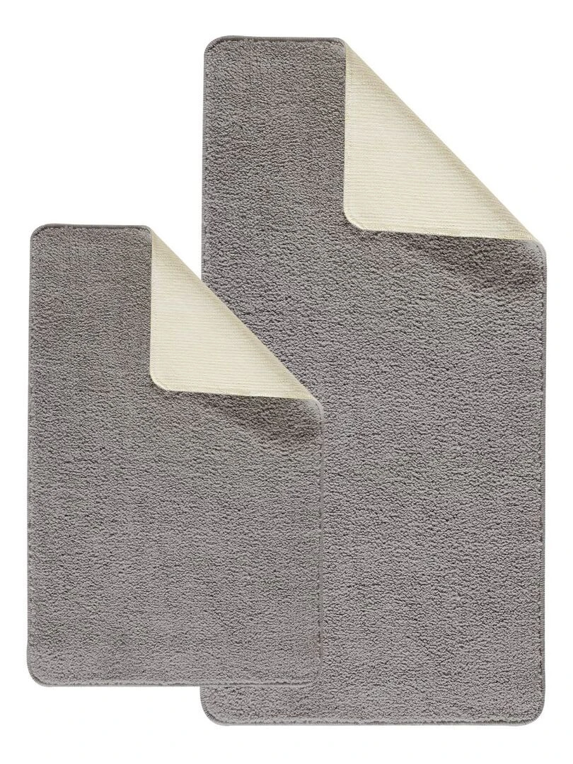 Guy Levasseur Lot de 2 tapis de bain polyester 60x120cm + 50x80cm gris Gris