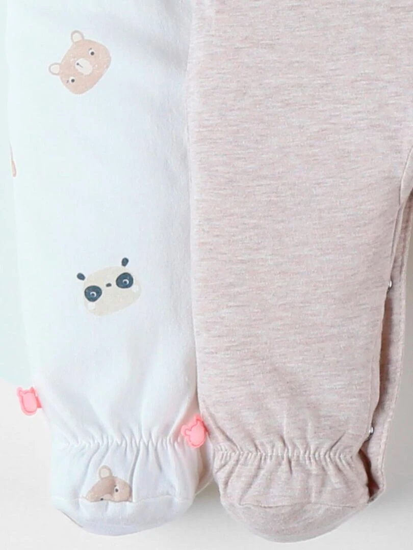 Set de 2 pyjamas 1 pièce en jersey  écru/taupe chiné   Noukie's   Beige