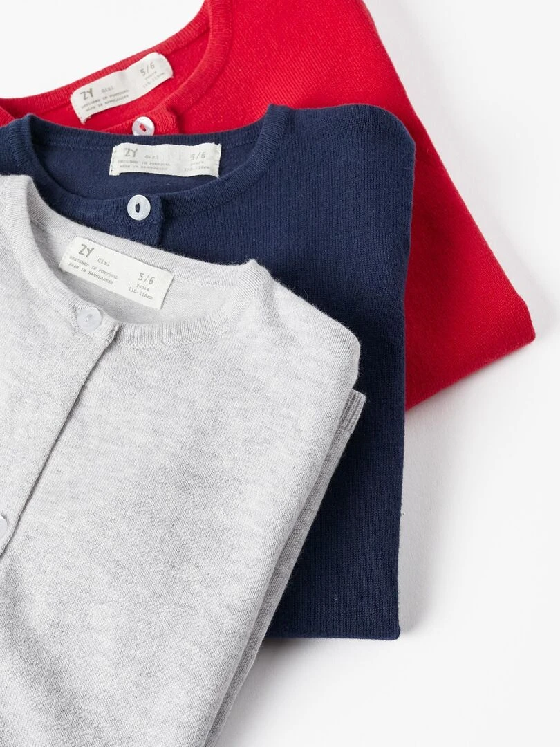 Gilet en Maille en Coton Fille  LE CHALET   Gris clair