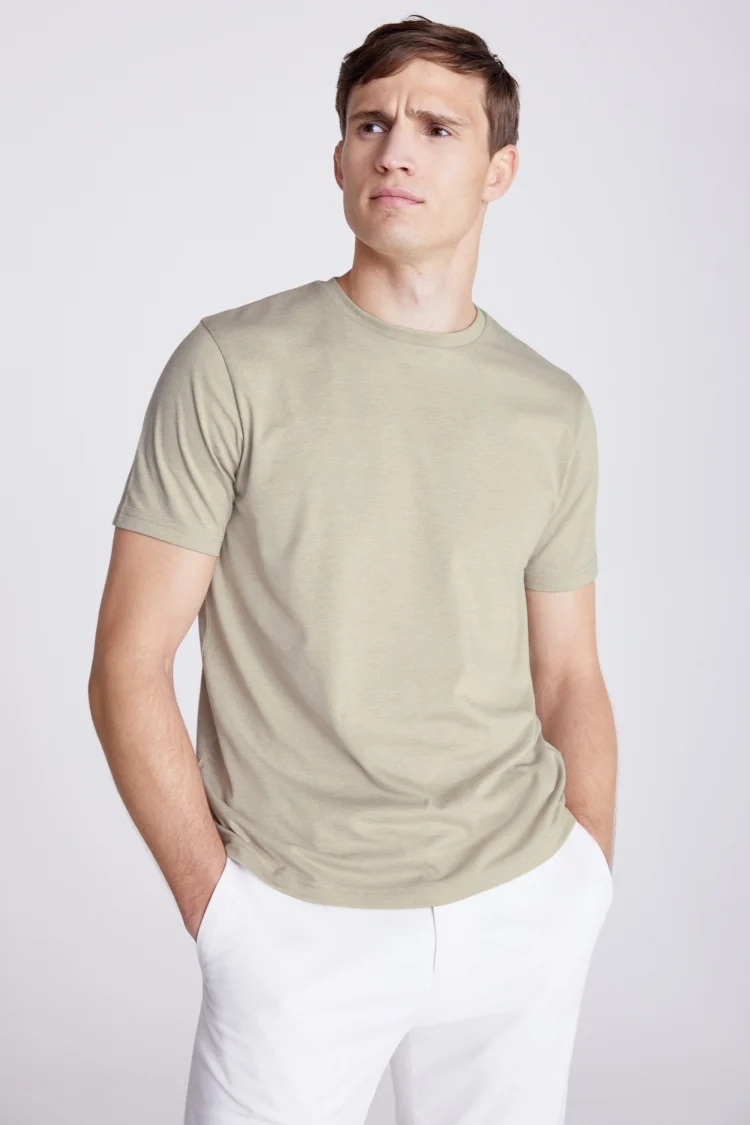 Beige Melange Crew Neck T-Shirt Buy Online at Moss