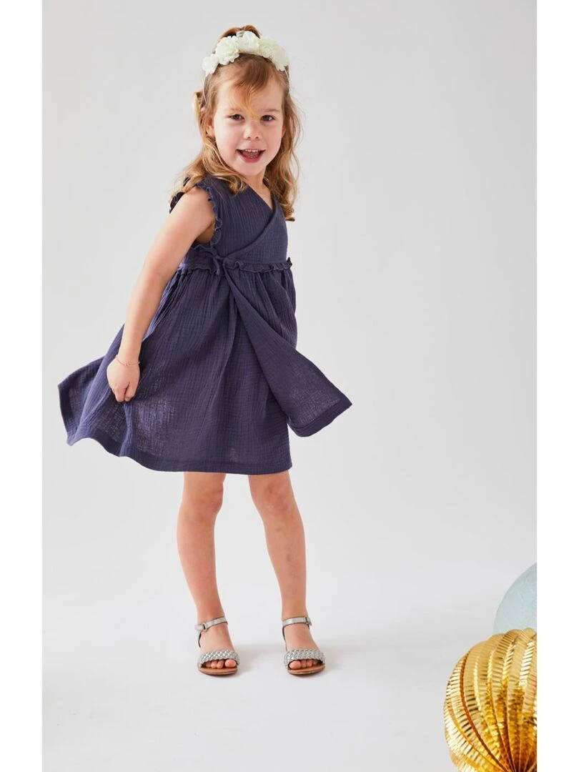 Robe portefeuille en mousseline de coton   Noukie's   Bleu