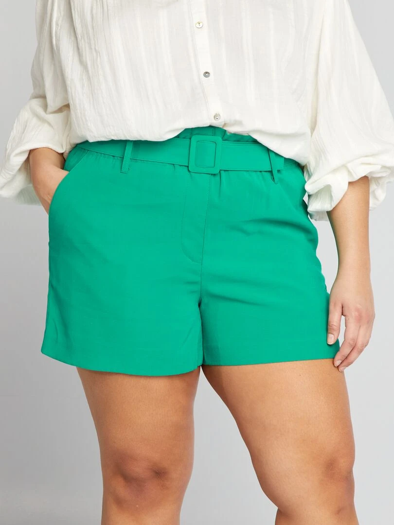 Short fluide en twill Vert