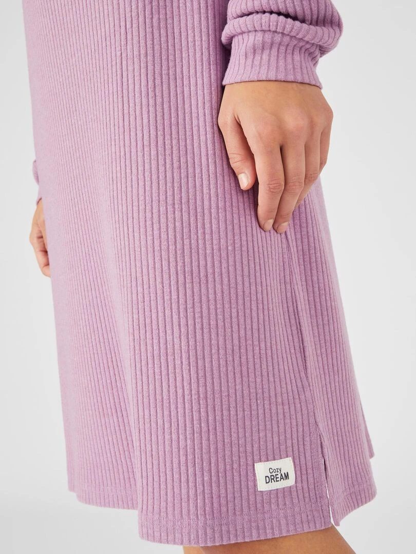 Chemise de nuit maille côtelée Thermolactyl   Damart   Rose parme
