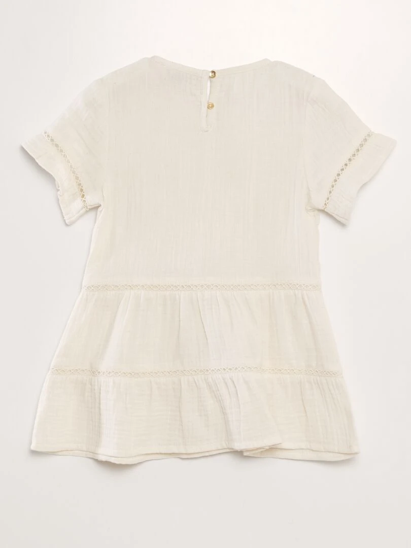 Robe évasée en gaze de coton   Crème