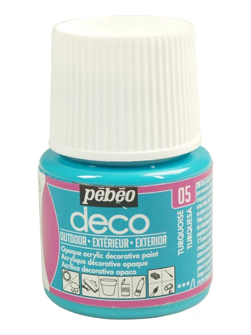 Peinture acrylique d'extérieur multi surfaces   Turquoise   45 ml   N/A