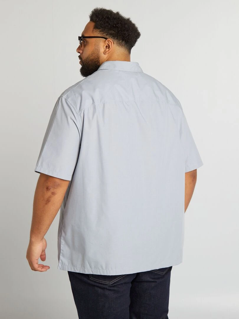 Chemise en popeline manches courtes   Gris