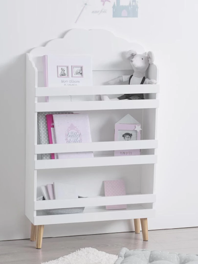 Bibliothèque enfant forme nuage   Blanc