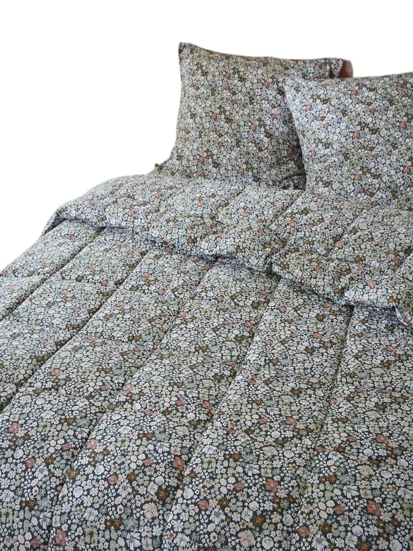 Couette coton imprimee Malia en fleurs Blanc