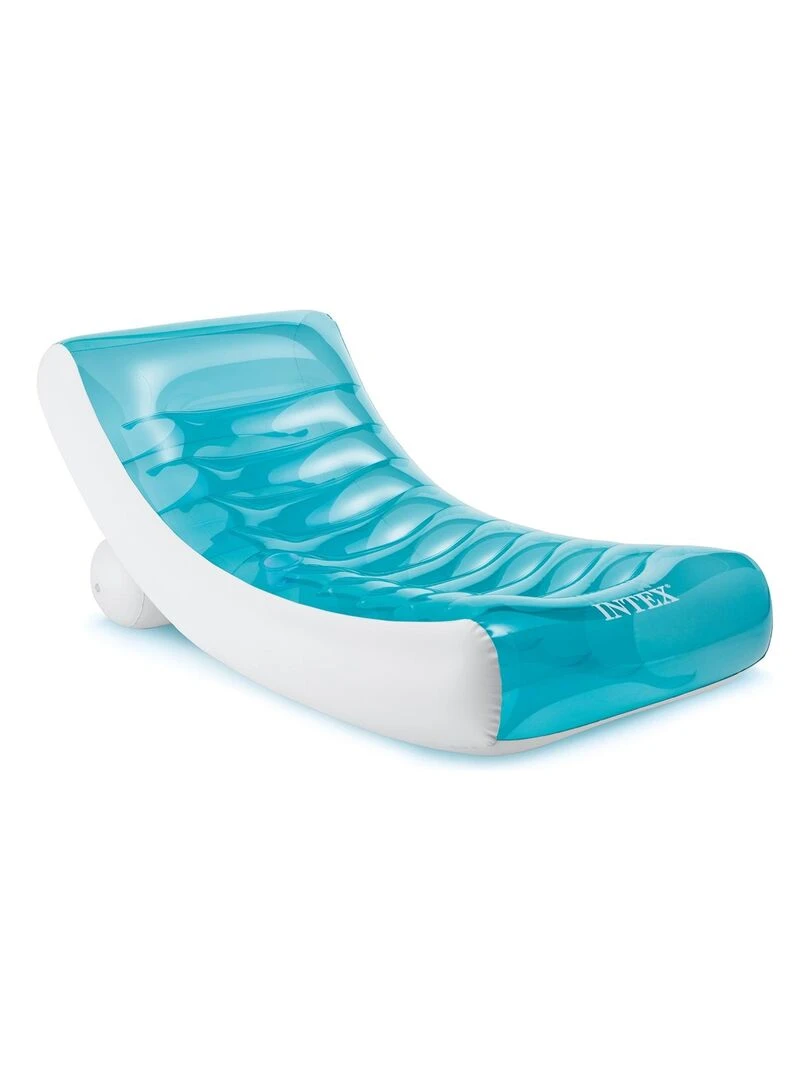 Lounge relaxant Rockin avec support boisson.   Bleu Blanc