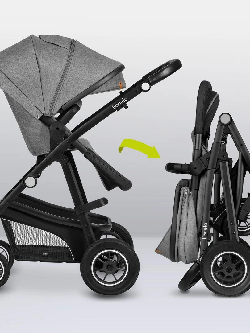 LIONELO Bianka 3 en 1 Poussette Trio Jusqu'à 22Kg Gris Gris Noir