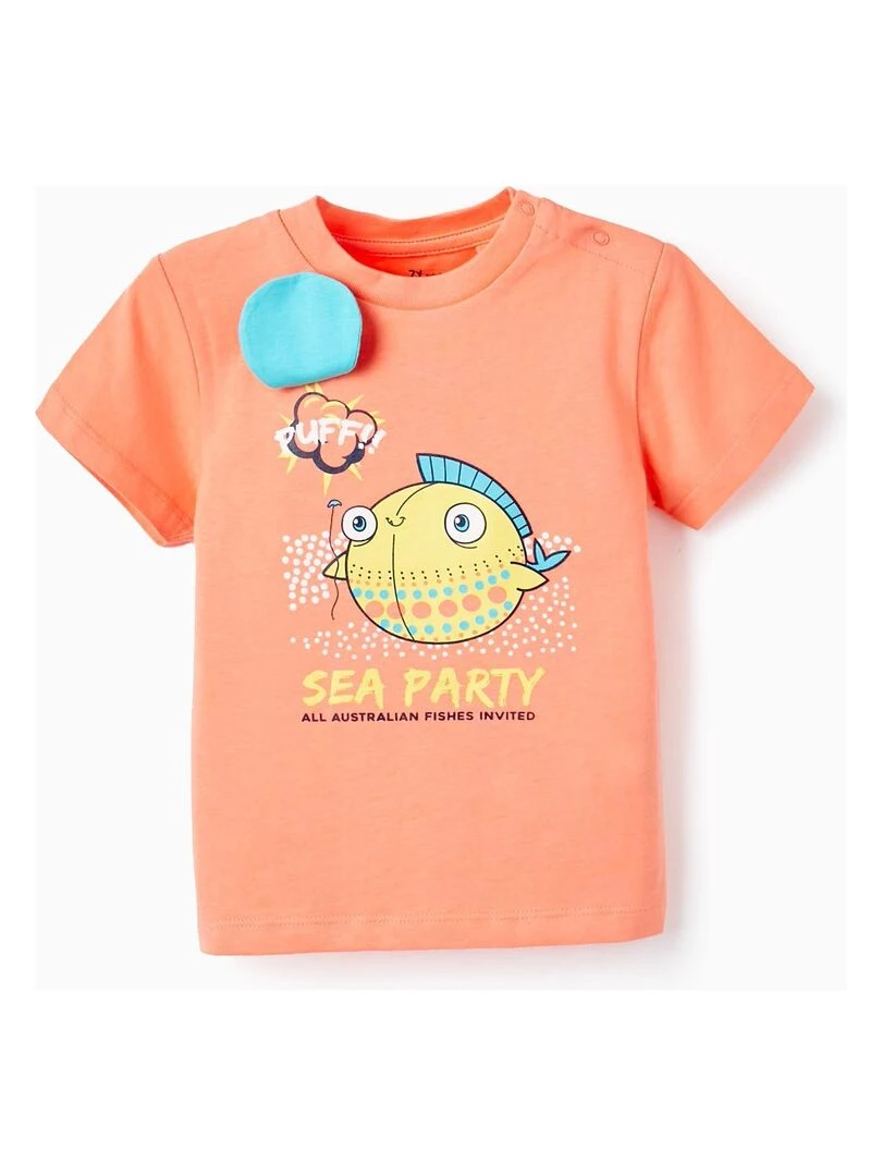 T Shirt En Coton Pour Bébé Garçon 'Poisson Ballon' manches courtes AUSTRALIAN SURFING Rose