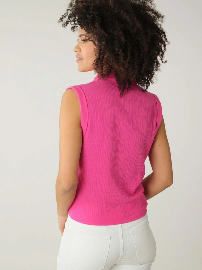 Chemise à manches courtes à revers pour femme 'Deeluxe'   Rose fushia