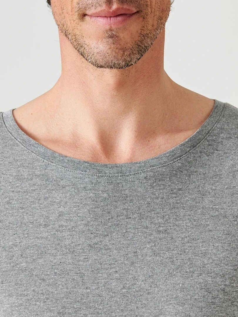 Lot de 2 t shirts col rond  manches courtes  Essential pur coton peigné   Damart   Gris chiné