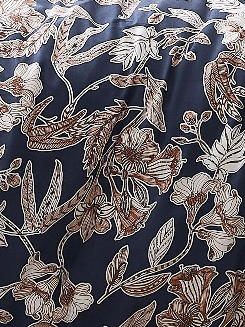 Taie de traversin en satin Botanic   Bleu marine