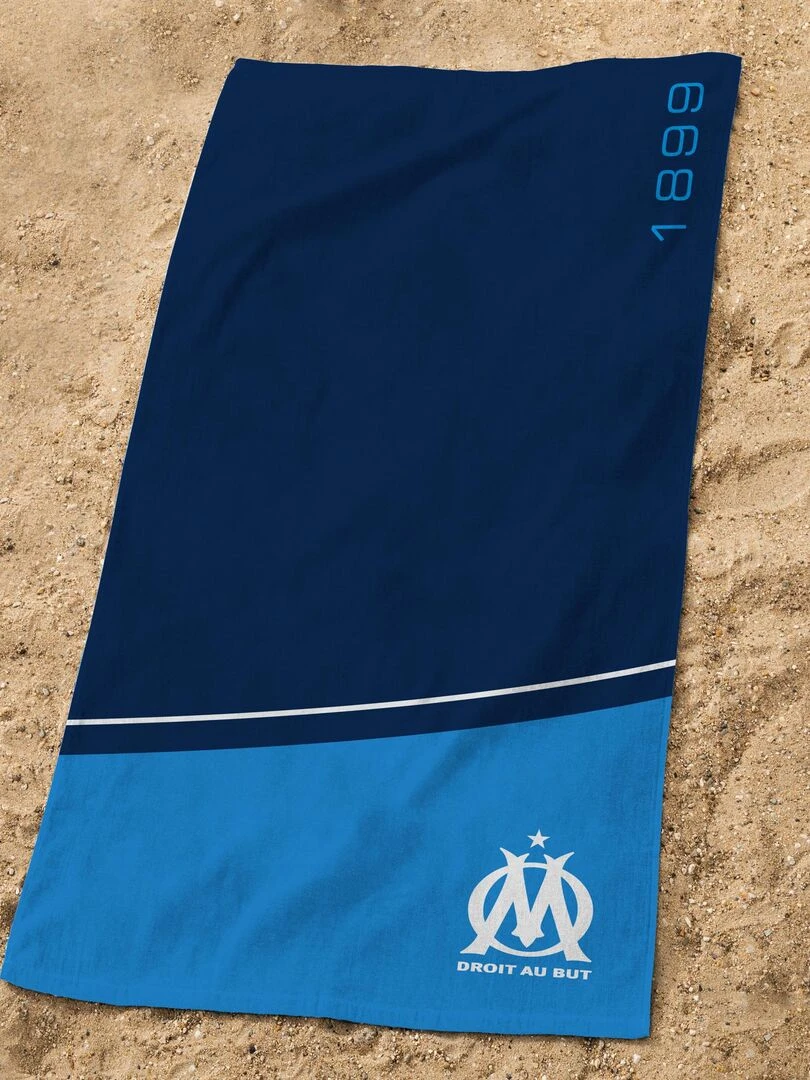 Drap de plage imprimé 100% coton  OM CURVE   Bleu