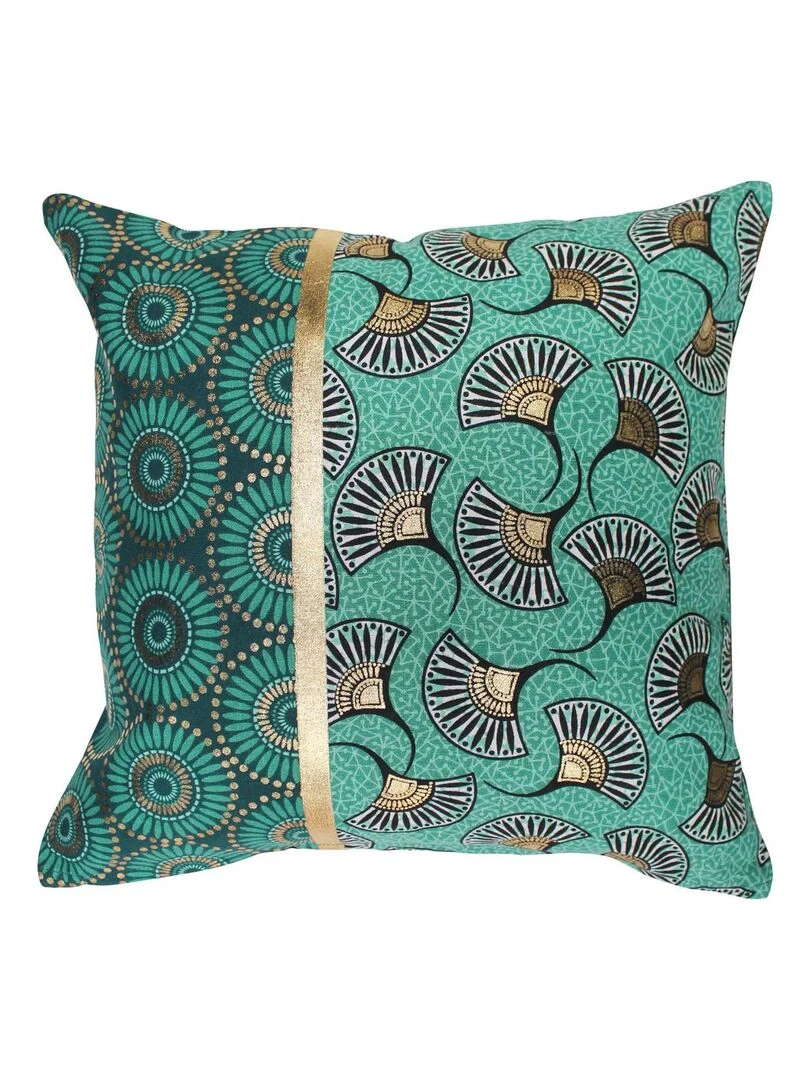 Housse de coussin en coton imprimé or Vert