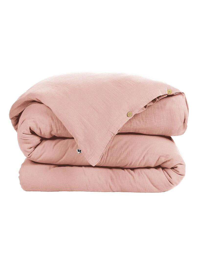 Housse de couette Double Gaze Coton Collection Gaia Rose foncé
